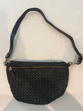 Joy Black Woven Crossbody Bag with Adjustable Strap